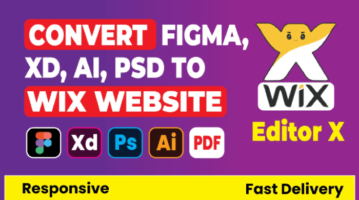 We will build design or redesign your wix website from PSD, XD, Figma, AI Sketch files