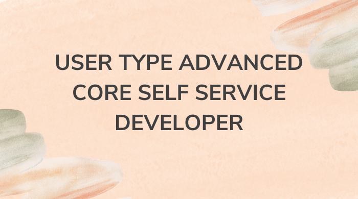 I Will Be Your User Type Advanced Core Self-Service Developer